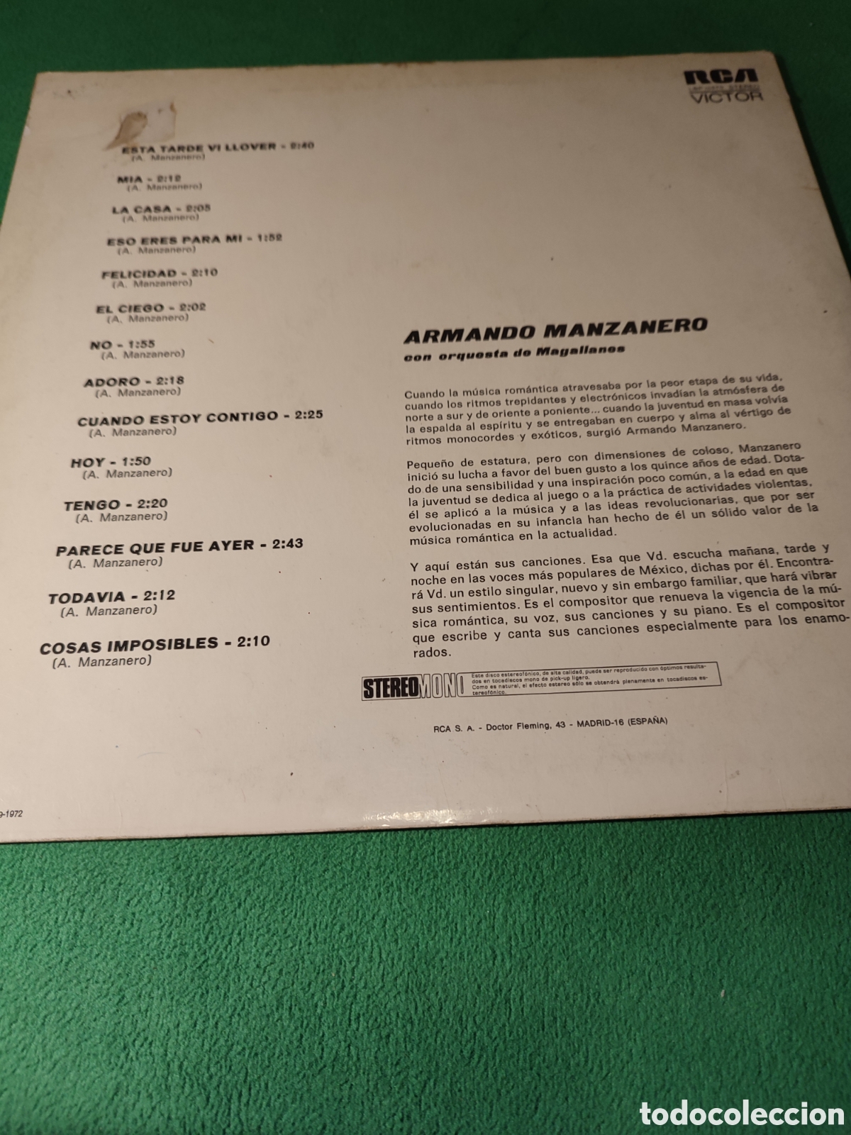 Discos de vinilo: Armando Manzanero - Y sus canciones - Foto 2