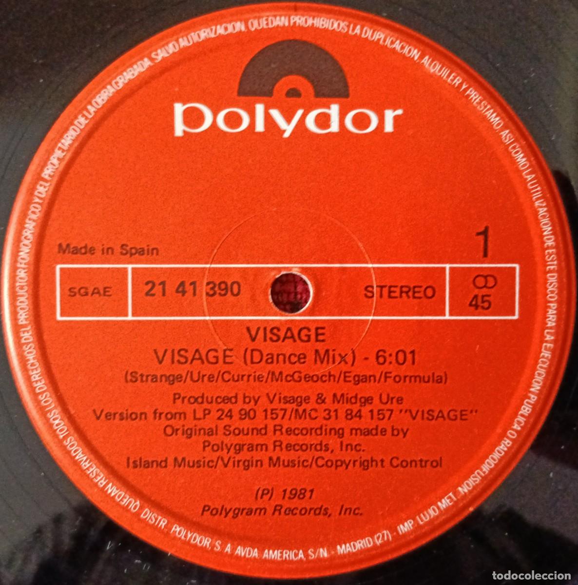 Discos de vinilo: VISAGE ** Visage (Dance Mix) ** MAXI SINGLE VINILO 1981 - Foto 3