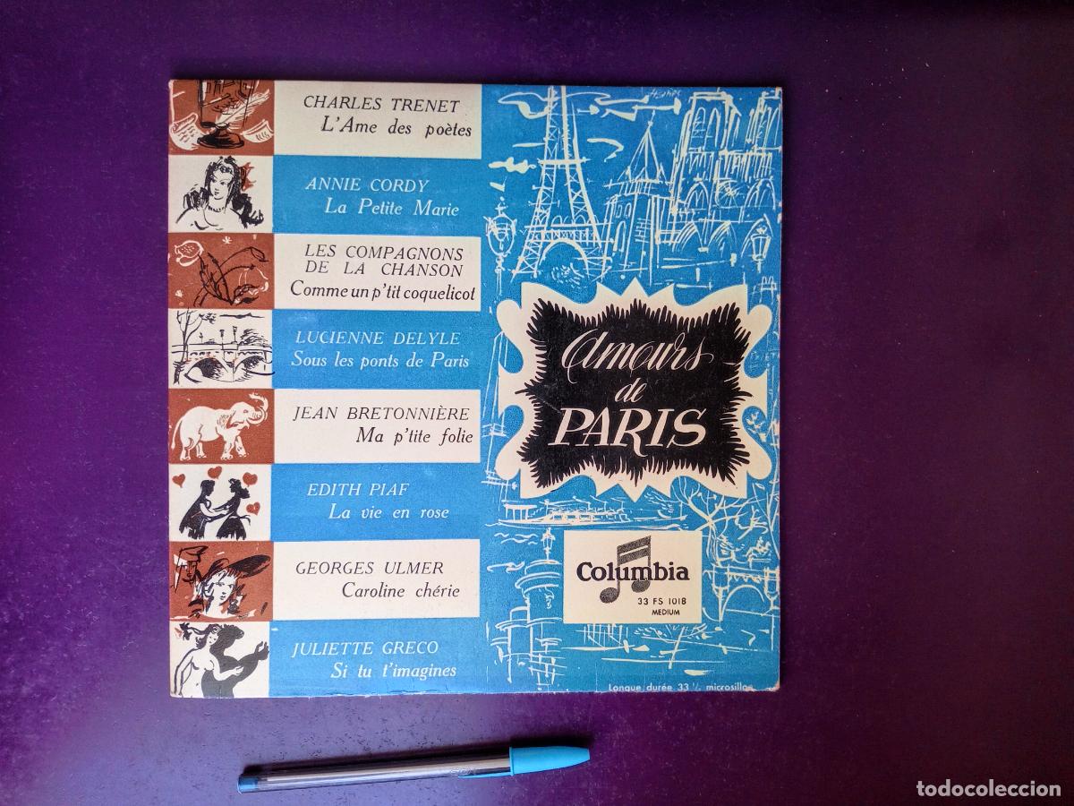 Discos de vinilo: Amours De Paris - MINI LP COLUMBIA 1954 CHANSON FRANCIA - Juliette Gr&eacute;co, Charles Trenet, Edith Piaf