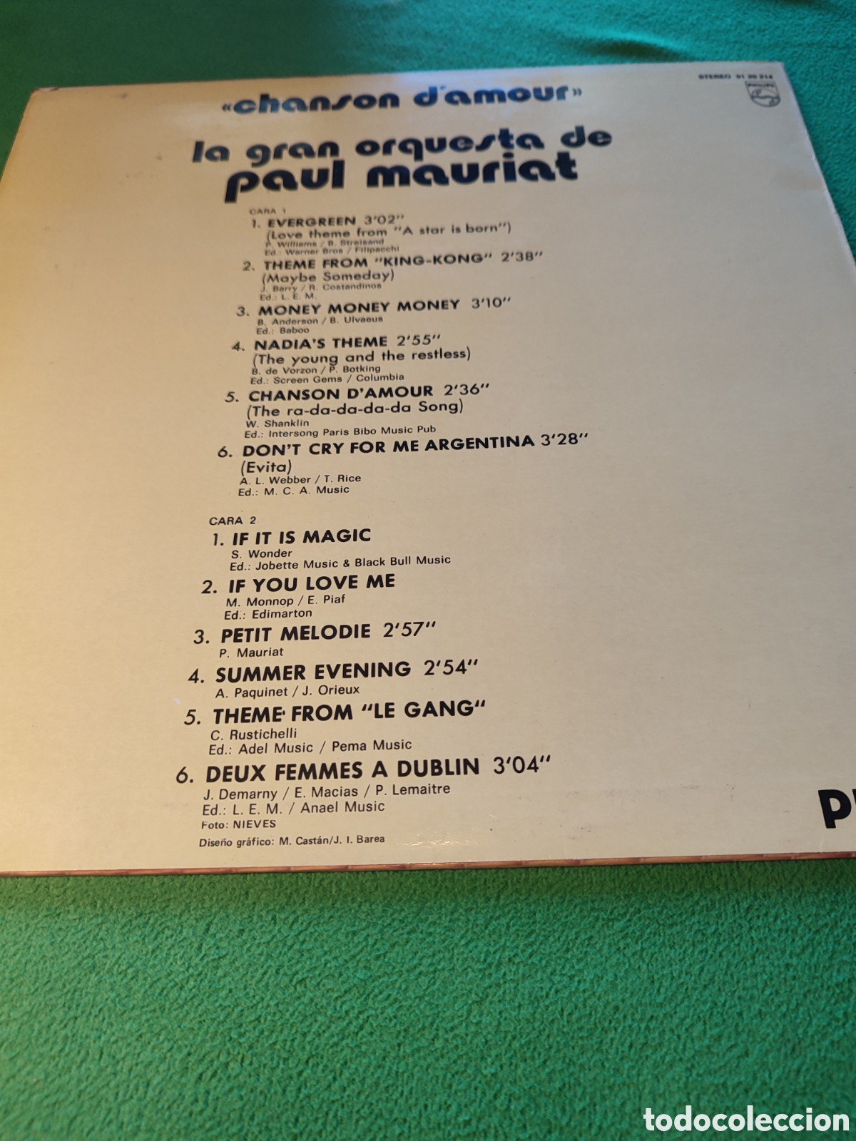 Discos de vinilo: Paul Mauriat - Chanson damour 1977 - Foto 2