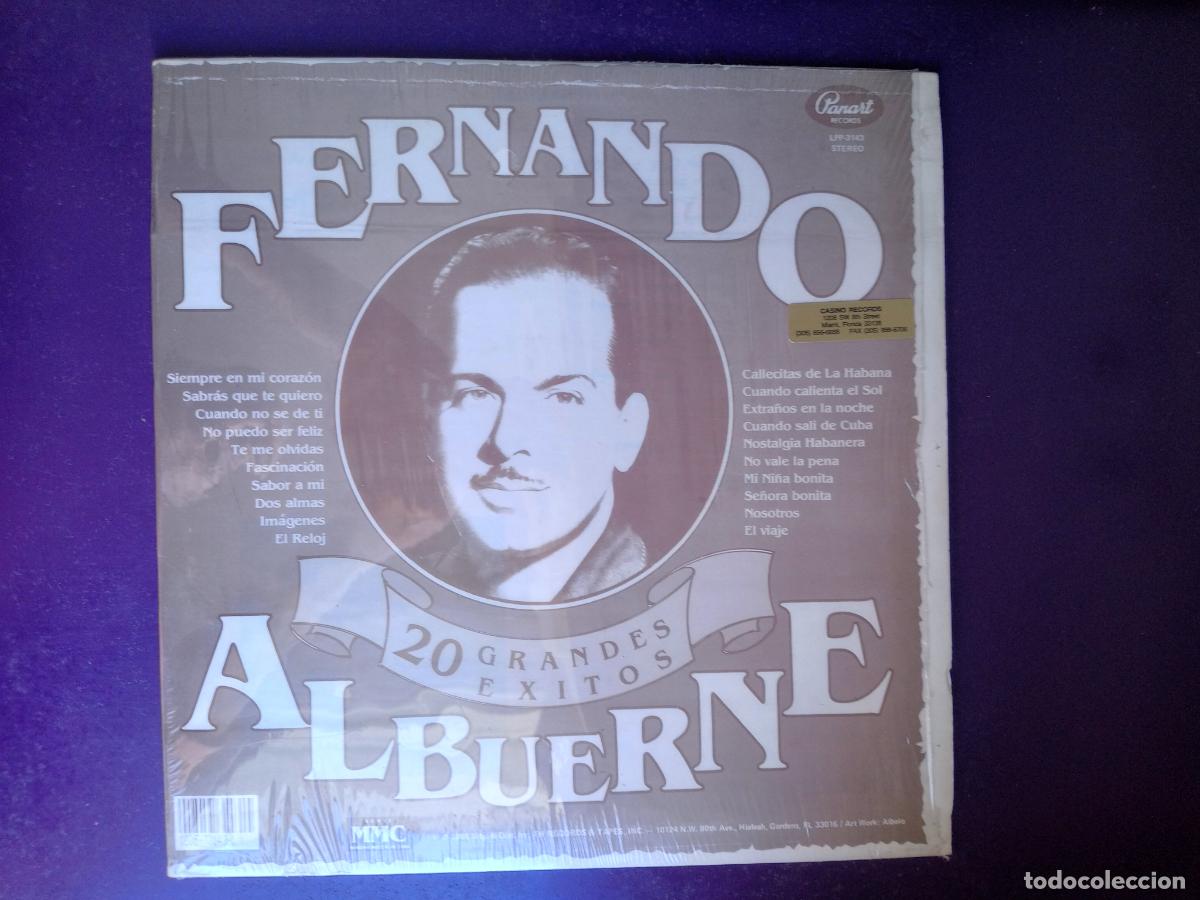 Discos de vinilo: Fernando Albuerne &lrm;&ndash; 20 Grandes &Eacute;xitos - LP PANART 1985 - BOLEROS CUBA, SIN USO, EDICION USA