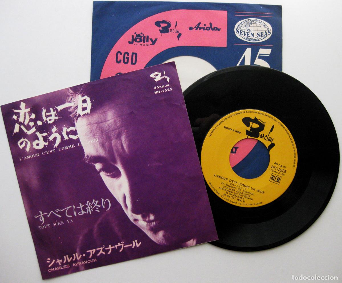 Discos de vinilo: Charles Aznavour - L'amour C'est Comme Un Jour - Single Barclay 1968 Japan Japon BPY
