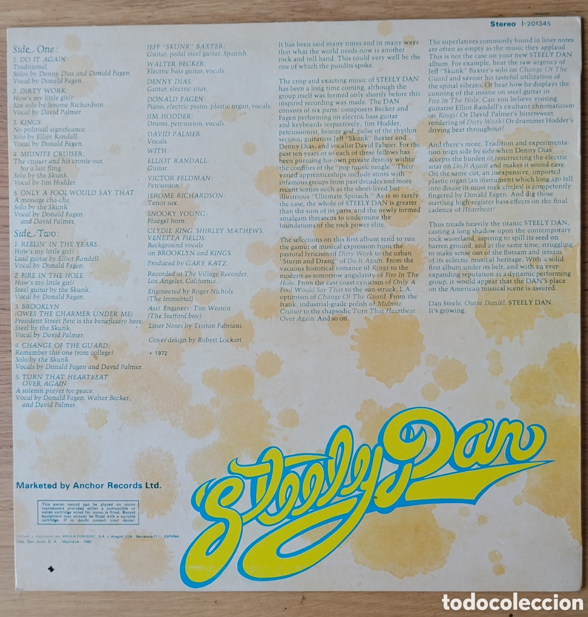 Discos de vinilo: STEELY DAN: &rdquo;CANT BUY A THRILL&rdquo; LP VINILO 1981 - Foto 2