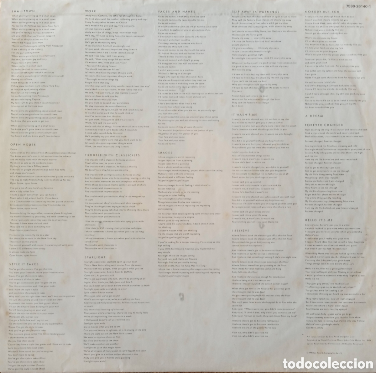Discos de vinilo: Disco de vinilo Lou Reed & John Cale - Foto 3