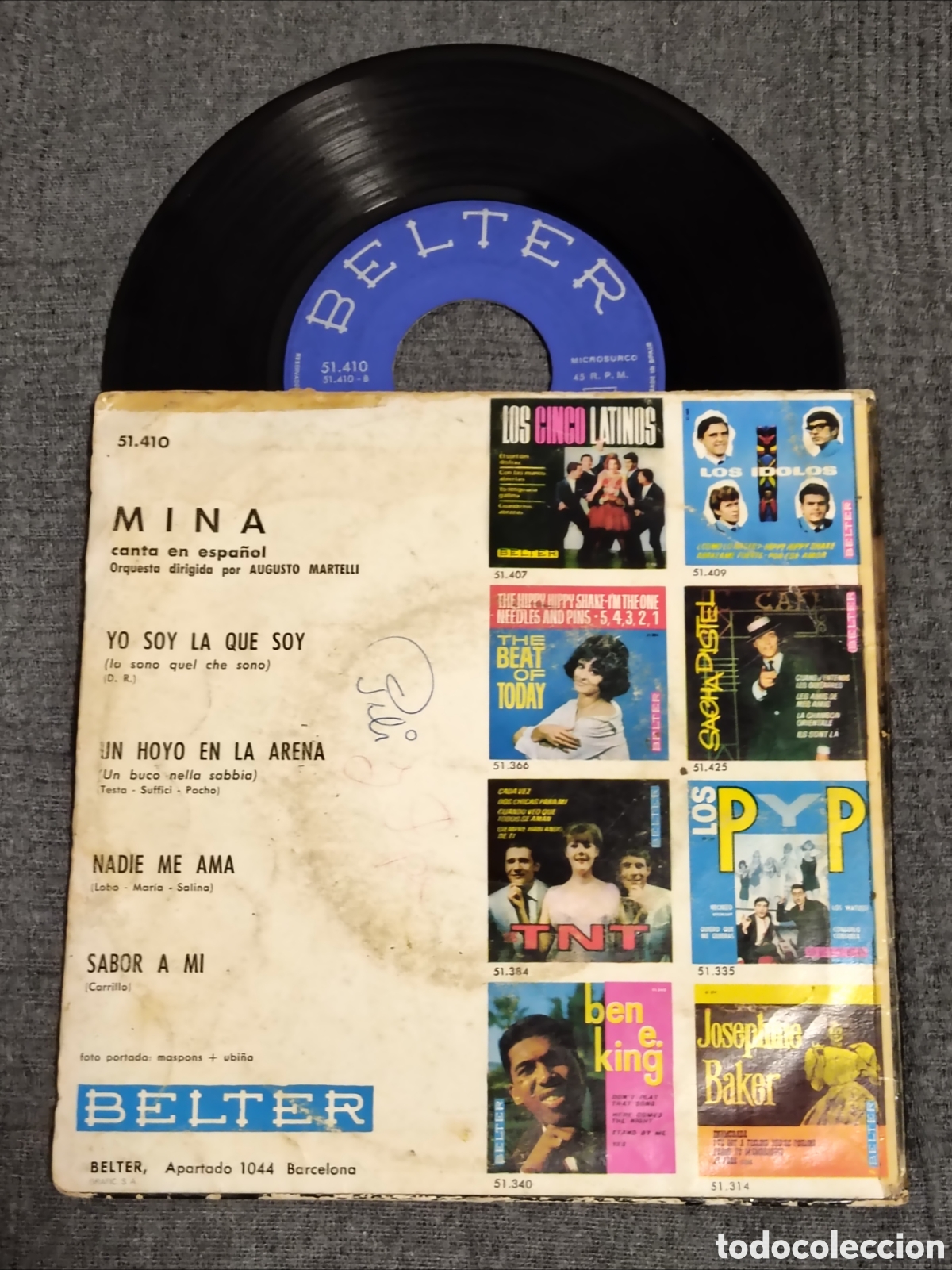 Discos de vinilo: EP de Mina - Canta en Espa&ntilde;ol - Foto 2