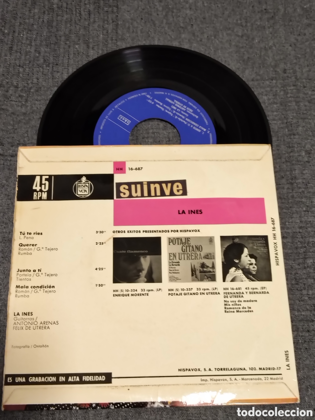 Discos de vinilo: vinilo EP de La In&eacute;s (T&uacute; te r&iacute;es - Foto 2