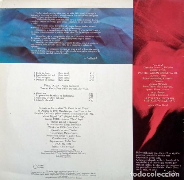 Discos de vinilo: LITO VITALE CUARTETO - VIENTO SUR - LP - Foto 2