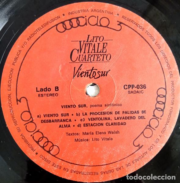 Discos de vinilo: LITO VITALE CUARTETO - VIENTO SUR - LP - Foto 4