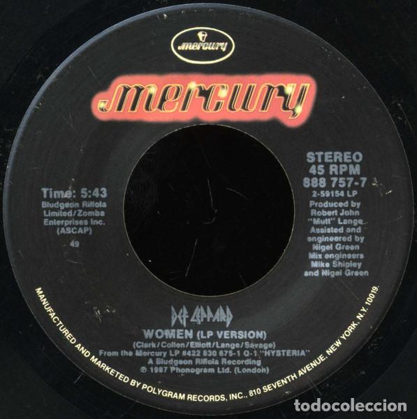 Discos de vinilo: DEF LEPPARD - WOMEN - SINGLE - Foto 3