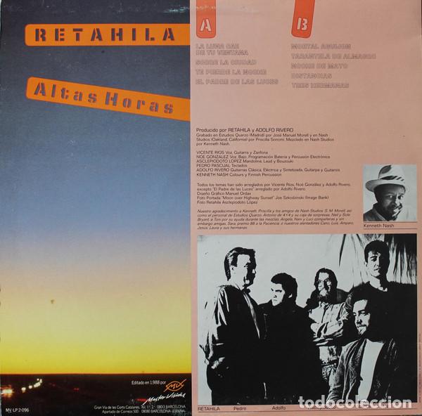 Discos de vinilo: RETAHILA - ALTAS HORAS - LP - Foto 2