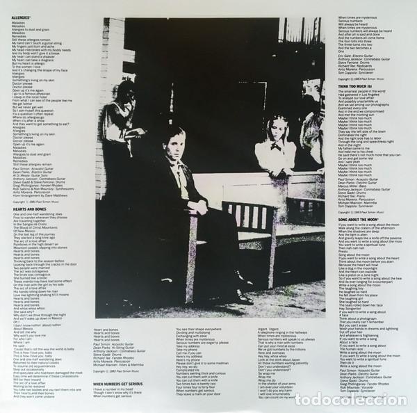 Discos de vinilo: PAUL SIMON - HEARTS AND BONES - LP - Foto 5