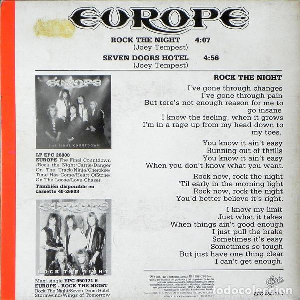 Discos de vinilo: EUROPE - ROCK THE NIGHT - SINGLE - Foto 3