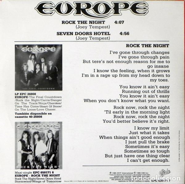 Discos de vinilo: EUROPE - ROCK THE NIGHT - SINGLE - Foto 6