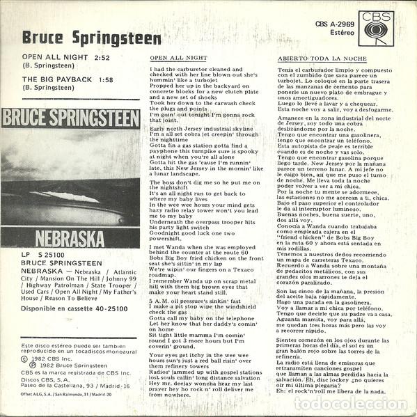 Discos de vinilo: BRUCE SPRINGSTEEN - OPEN ALL NIGHT - SINGLE - Foto 2