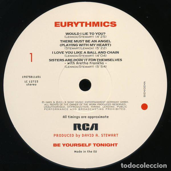 Discos de vinilo: EURYTHMICS - BE YOURSELF TONIGHT - LP - Foto 3