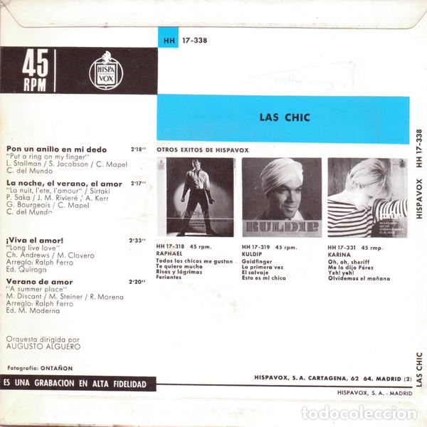 Discos de vinilo: LAS CHIC - PON UN ANILLO EN MI DEDO - SINGLE - Foto 2