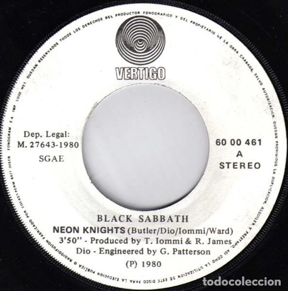 Discos de vinilo: BLACK SABBATH - NEON KNIGHTS - SINGLE - Foto 3