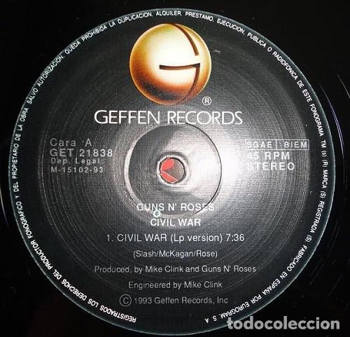 Discos de vinilo: GUNS N ROSES - CIVIL WAR - MAXI - Foto 4