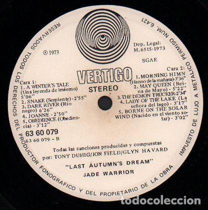 Discos de vinilo: JADE WARRIOR - LAST AUTUMNS DREAM - LP - Foto 4