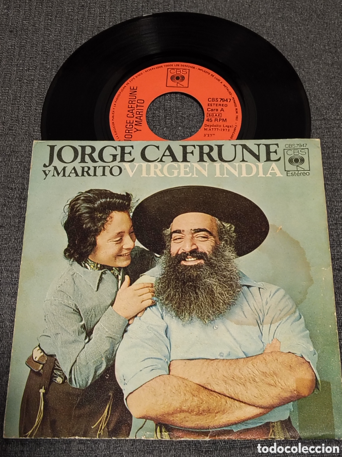 Discos de vinilo: vinilo de 7&rdquo; de Jorge Cafrune y Marito - &rdquo;Virgen India&rdquo;