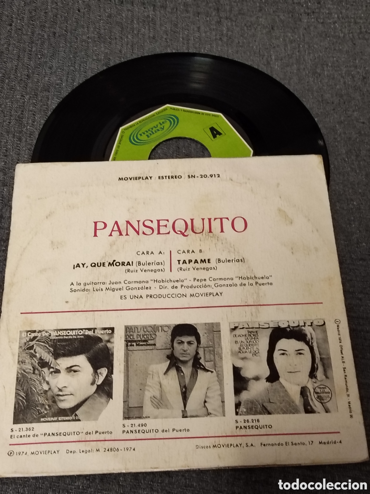 Discos de vinilo: single de vinilo de Pansequito &ndash; &iexcl;Ay, que mora! / T&aacute;pame - Foto 2