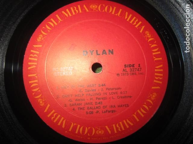 Discos de vinilo: BOB DYLAN - DYLAN LP - ORIGINAL U.S.A. - COLUMBIA RECORDS 1973 - STEREO - SOLO DISCO