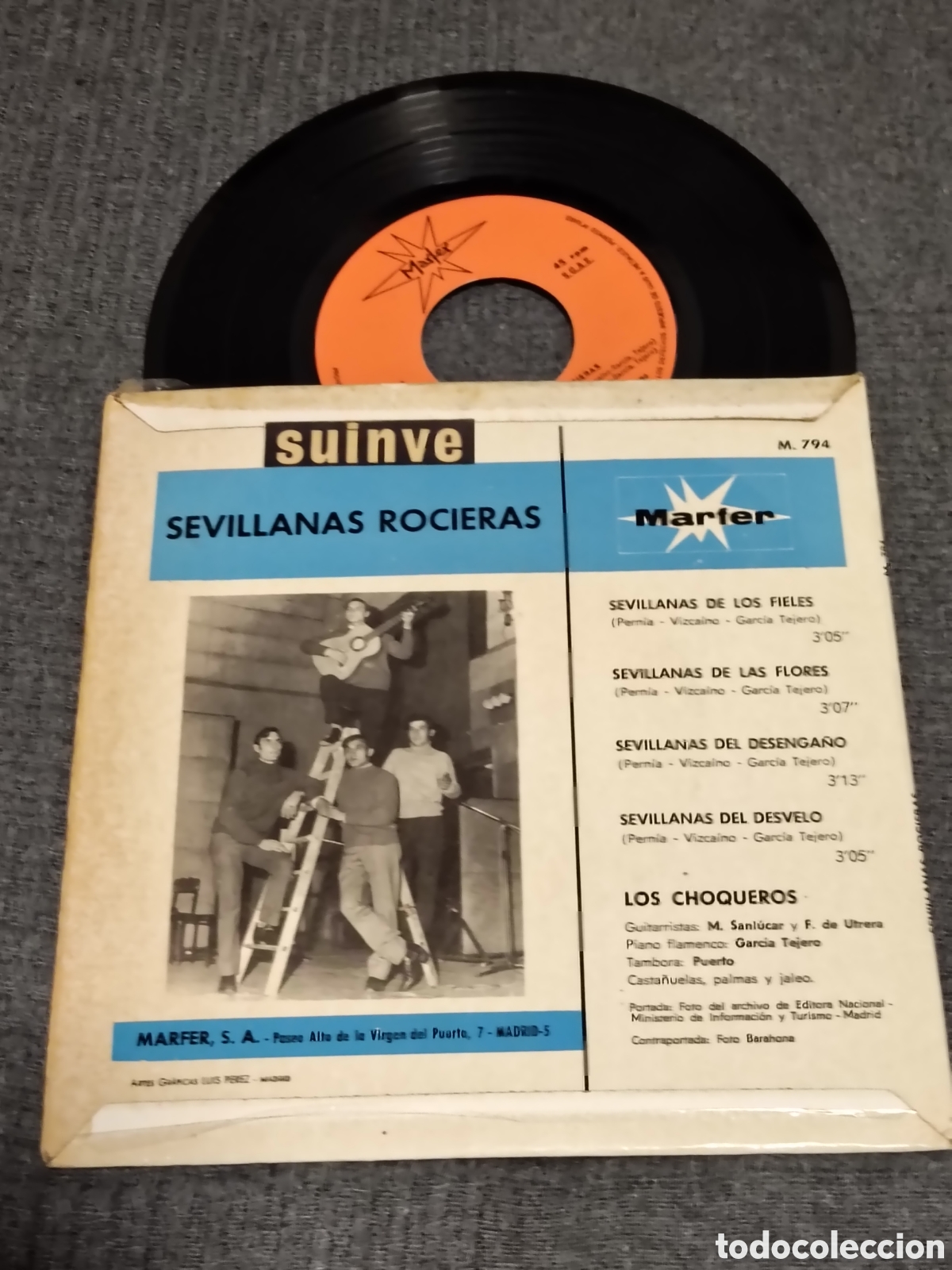 Discos de vinilo: single/EP (&rdquo;Sevillanas Rocieras&rdquo; de Los Choqueros, - Foto 2