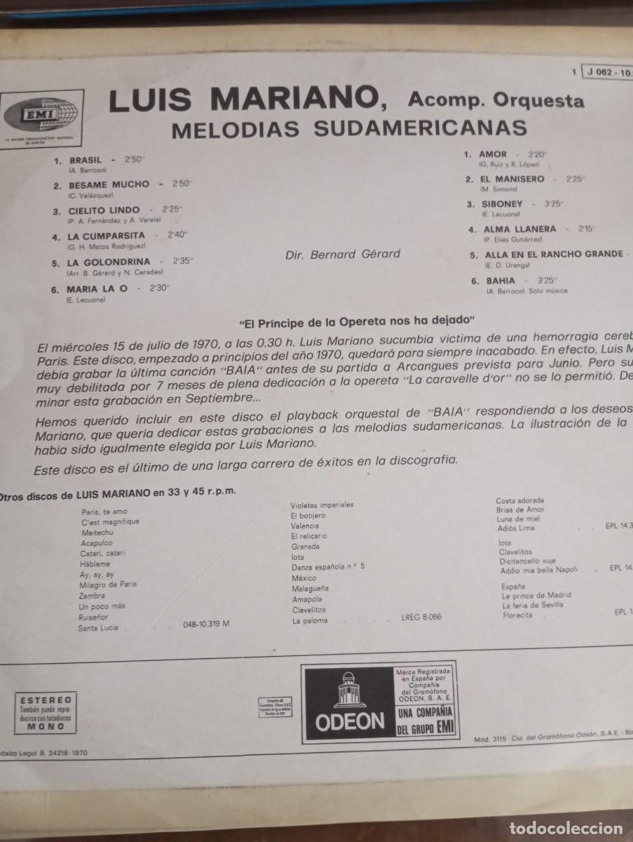 Discos de vinilo: LUIS MARIANO, DOS DISCOS LP DE VINILO - Foto 5