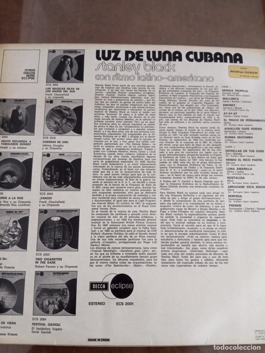Discos de vinilo: LUZ DE LUNA CUBANA ,LP DE VINILO - Foto 2