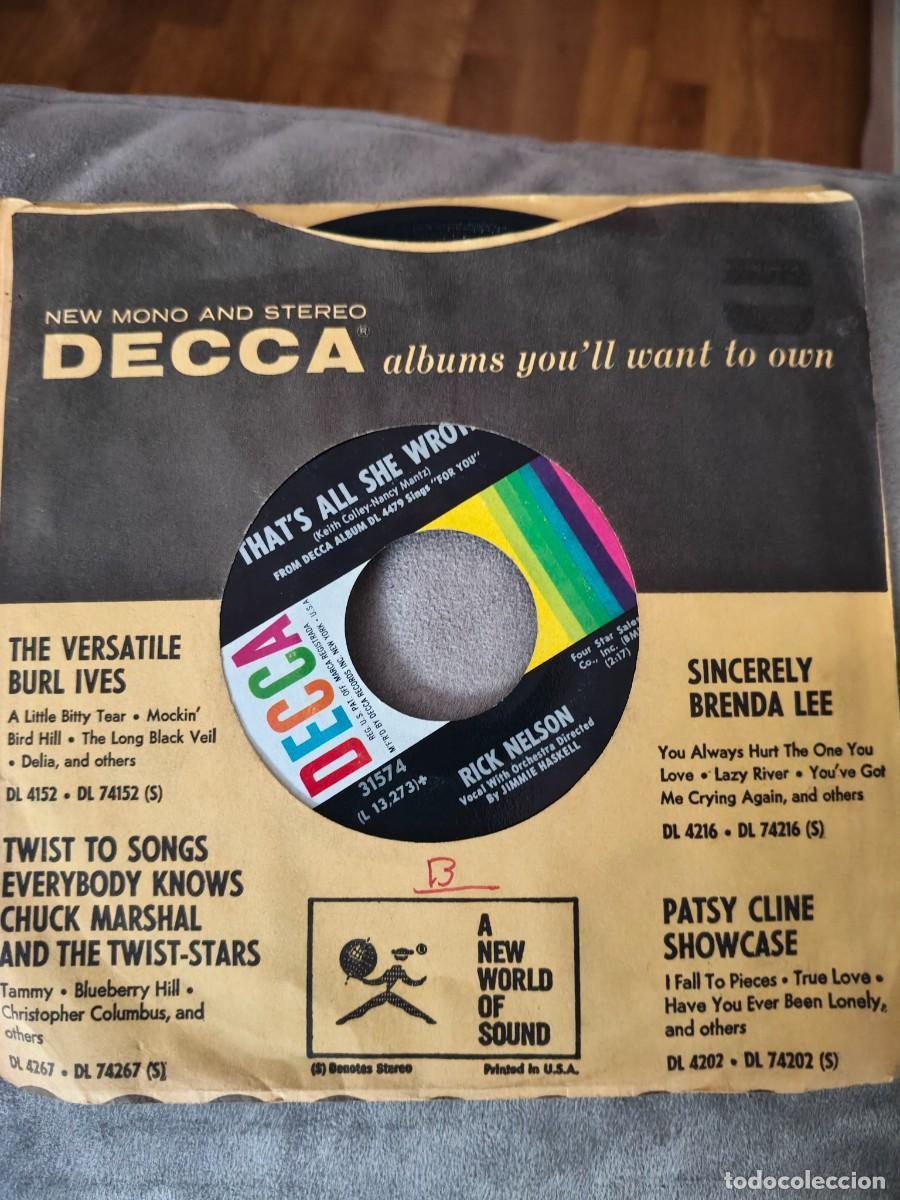 Discos de vinilo: Rick Nelson. For you, That,s all she wrote - Foto 1
