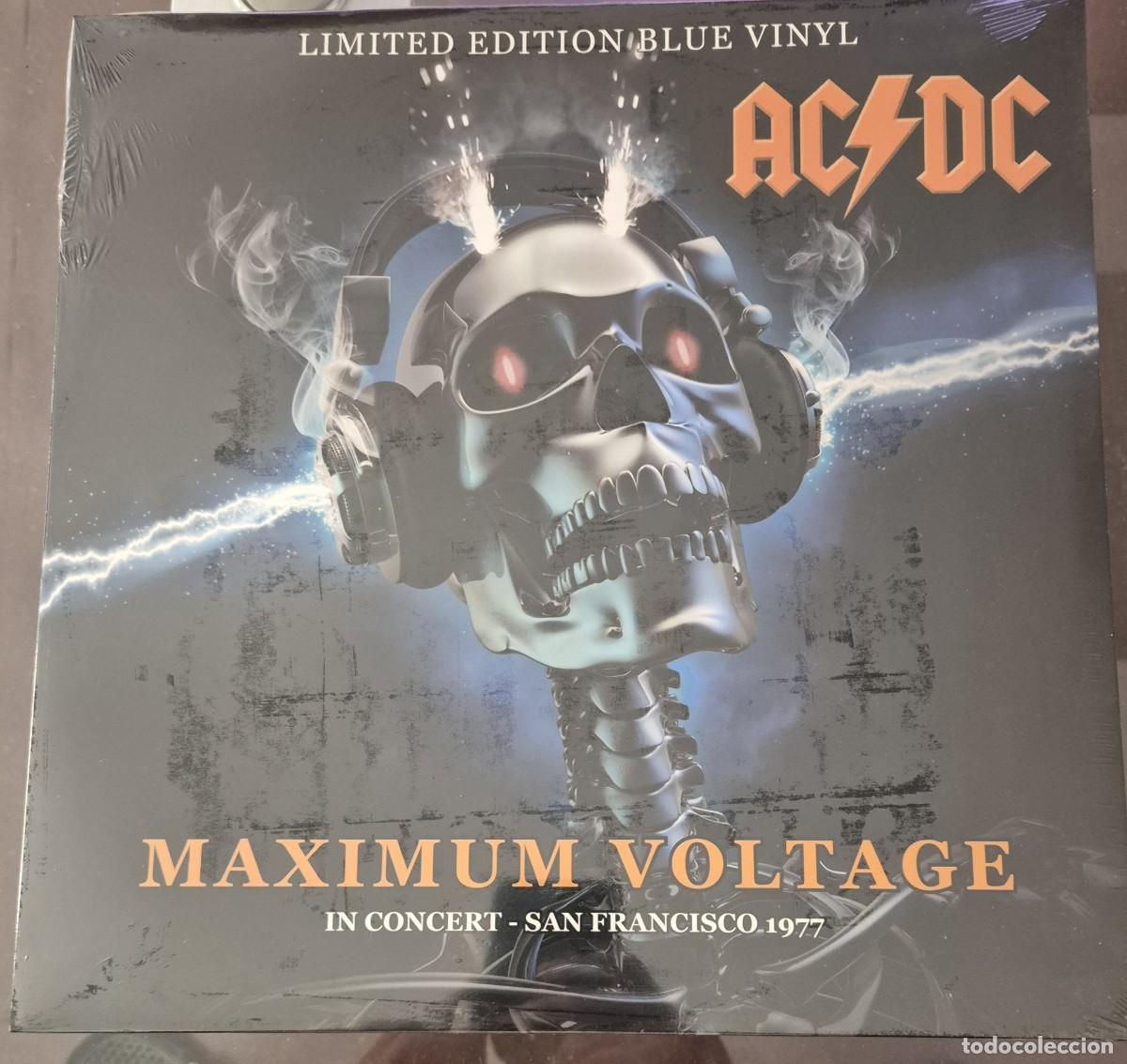 Discos de vinilo: AC/DC - MAXIMUM VOLTAGE - IN CONCERT SAN FRANCISCO '77. EDICION LIMITADA VINILO COLOR AZUL. MUY RARO
