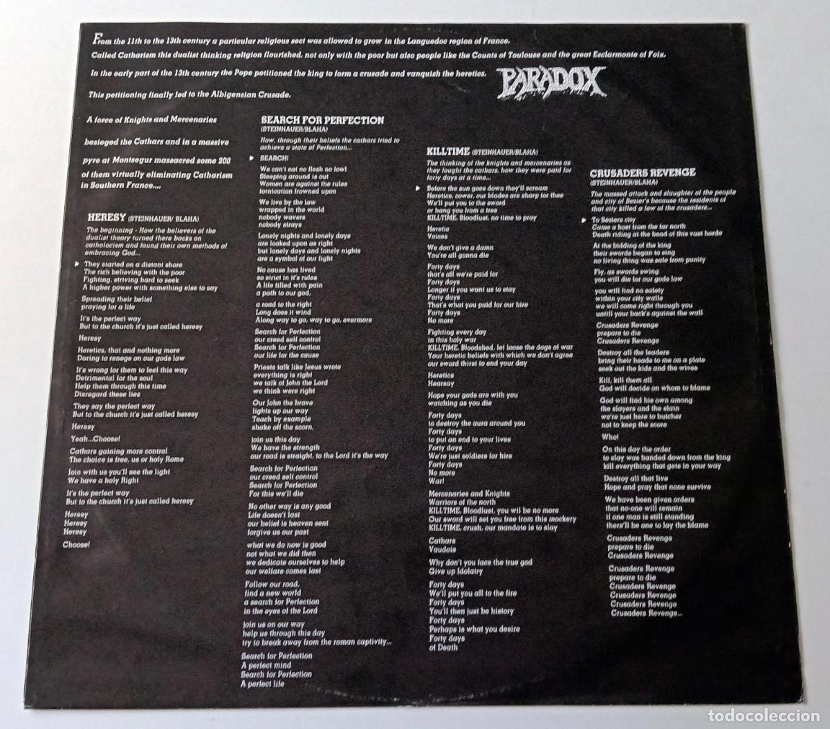 Discos de vinilo: LP PARADOX - HERESY (1990) - Foto 4