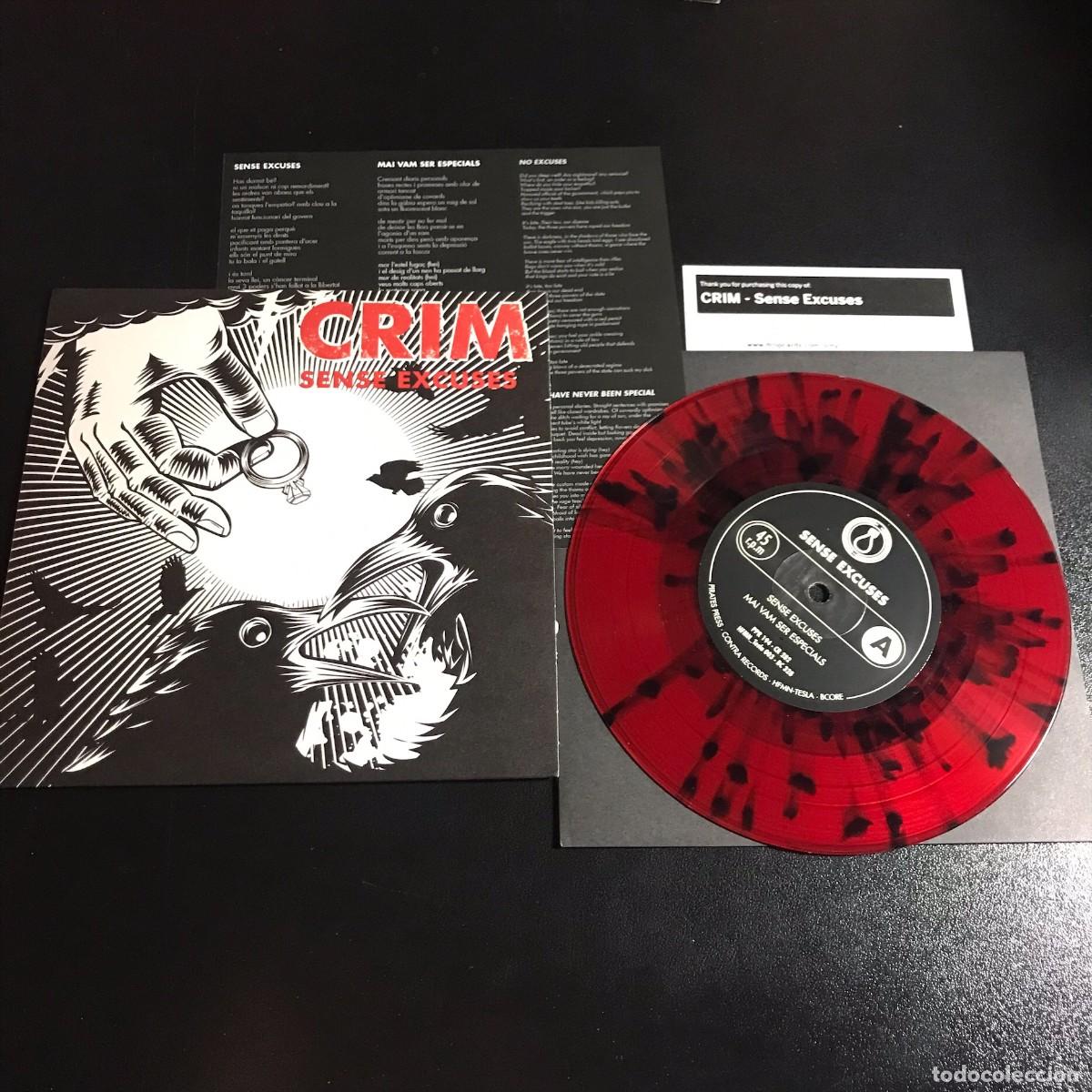 Discos de vinilo: Crim Sense Excuses disco de vinilo splatter rojo EP single punk oi! 7&rdquo;