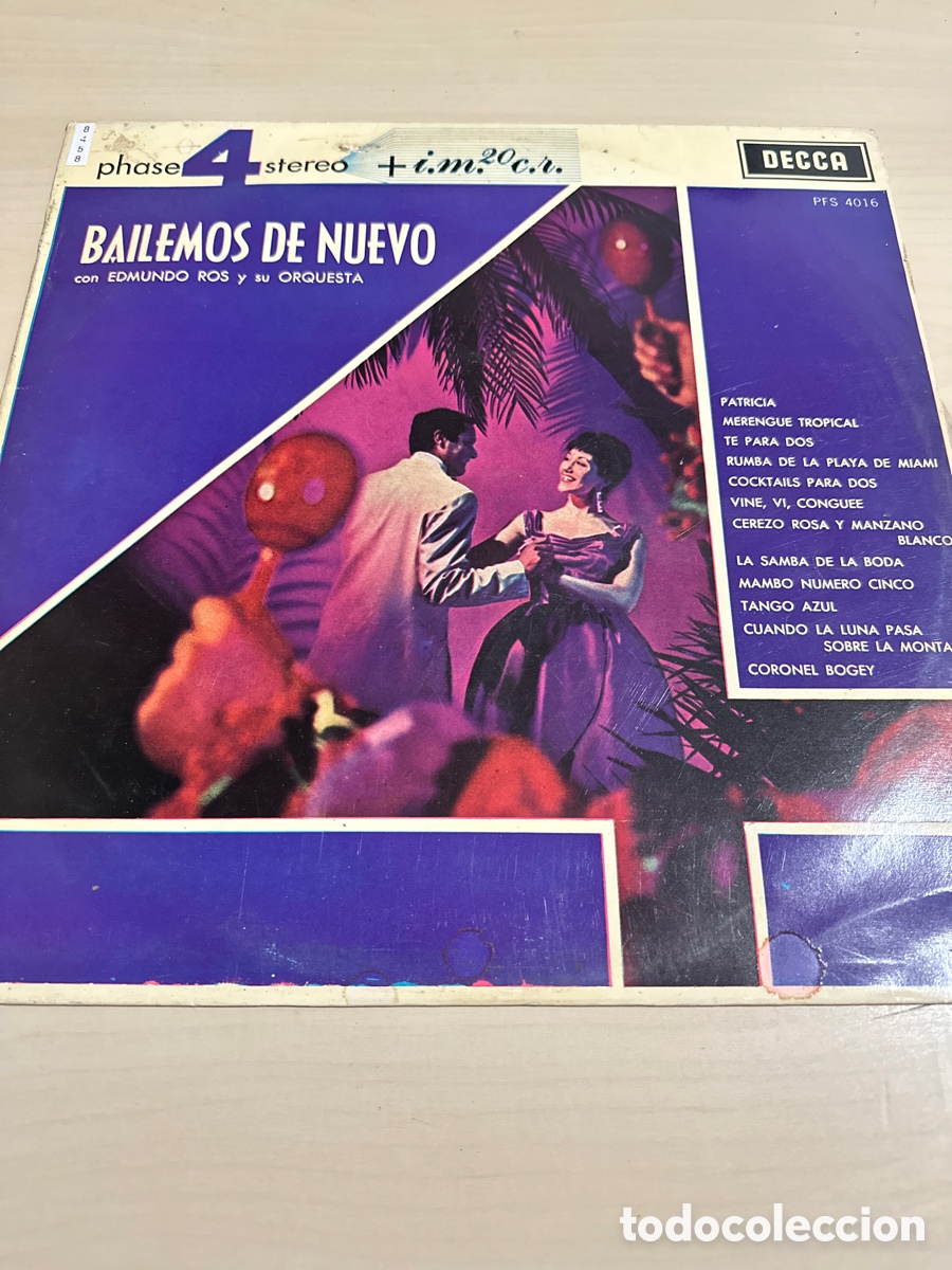 Discos de vinilo: VIN8458 bailemos de nuevo con Edmundo ros y su orquesta vinilo segunda mano