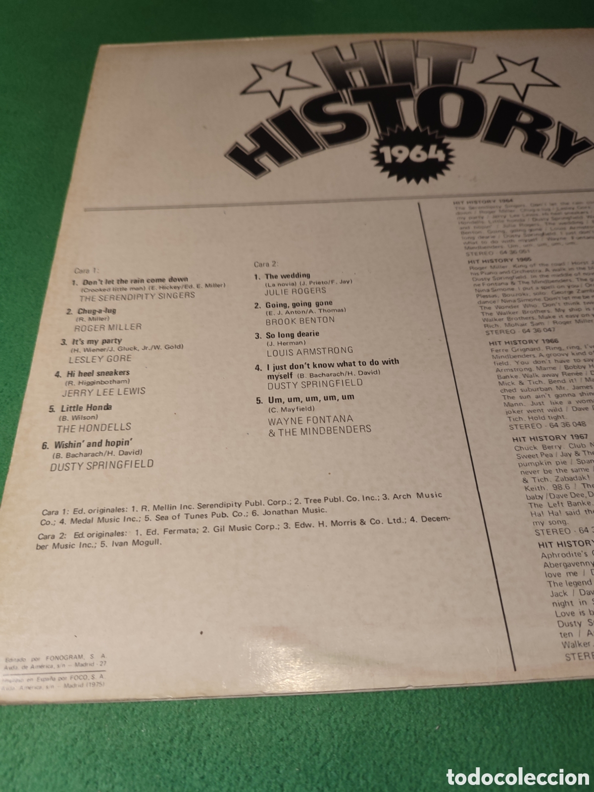 Discos de vinilo: Hit History - Original hit versi&oacute;n 1964 - Foto 2