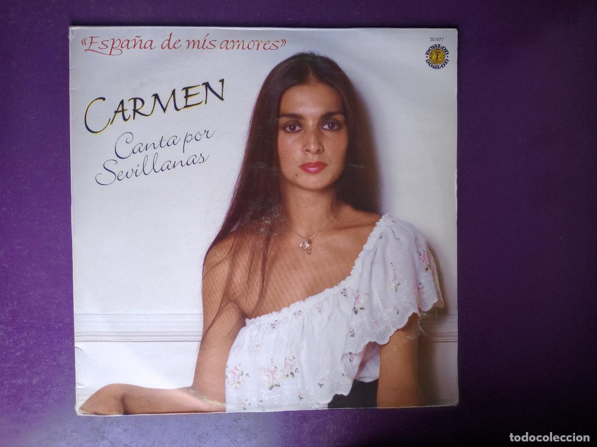 Discos de vinilo: CARMEN CANTA POR SEVILLANAS - ESPA&Ntilde;A DE MIS AMORES - LP DOBLON 1987 - COPLA, CANCION ESPA&Ntilde;OLA