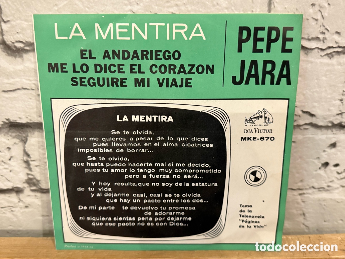 Discos de vinilo: Pepe Jara &ndash; La Mentira. Ep edici&oacute;n mexico de 1965