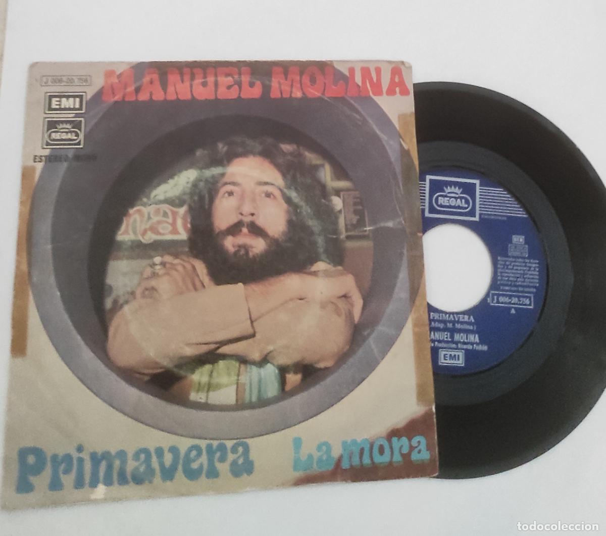 Discos de vinilo: Manuel Molina &lrm;&ndash; la Mora / Primavera / PRIMERA EDICION- 7&rdquo; single-ESPA&Ntilde;A-1971- -SMASH-