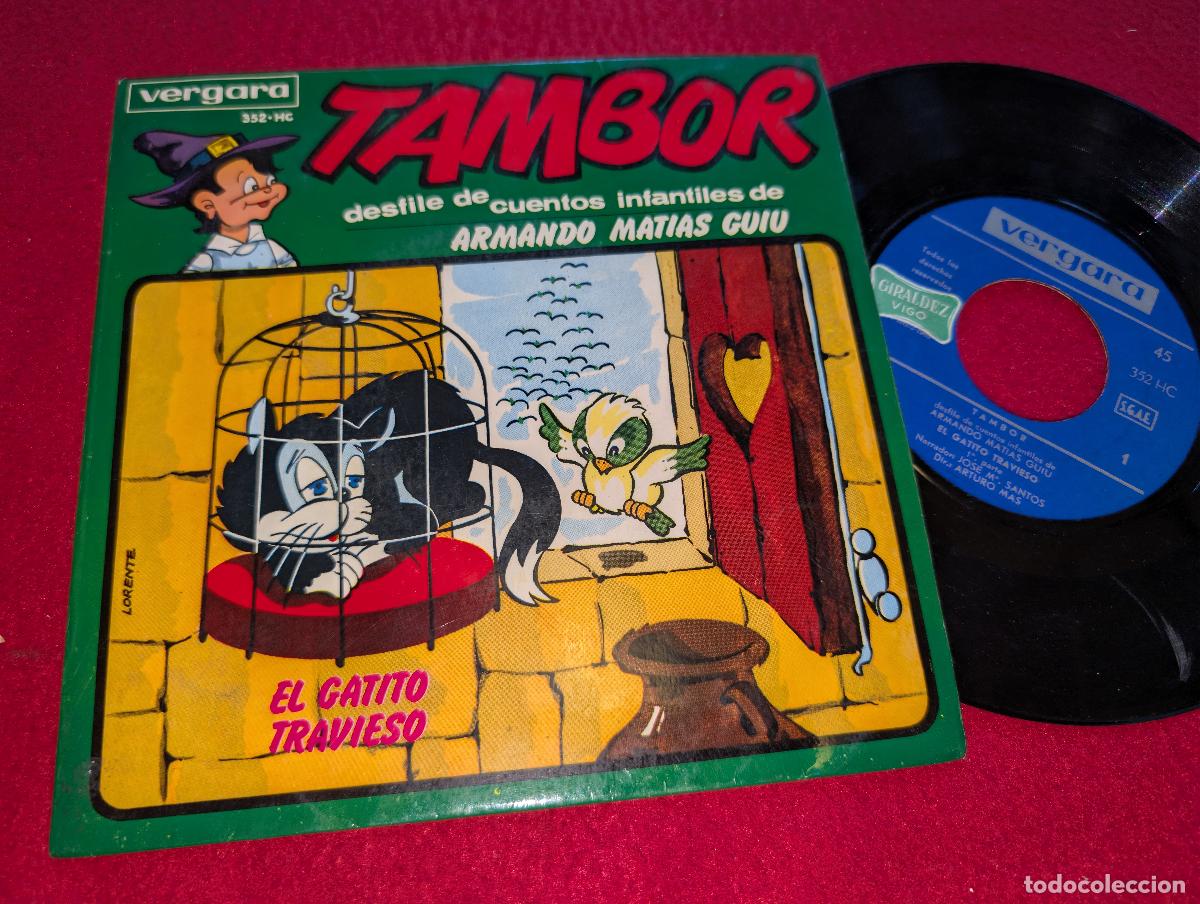 Discos de vinilo: CUENTOS INFANTILES ARMANDO MATIAS GUIU Tambor Cuentos Infantiles El gatito travieso EP 7'' 1965