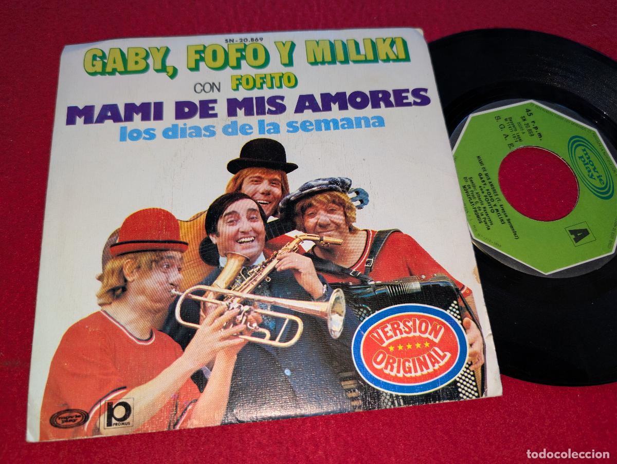Discos de vinilo: GABY, FOFO, MILIKI Y FOFITO Mami de mis amores/Los dias de la semana 7'' SINGLE 1974 Movieplay
