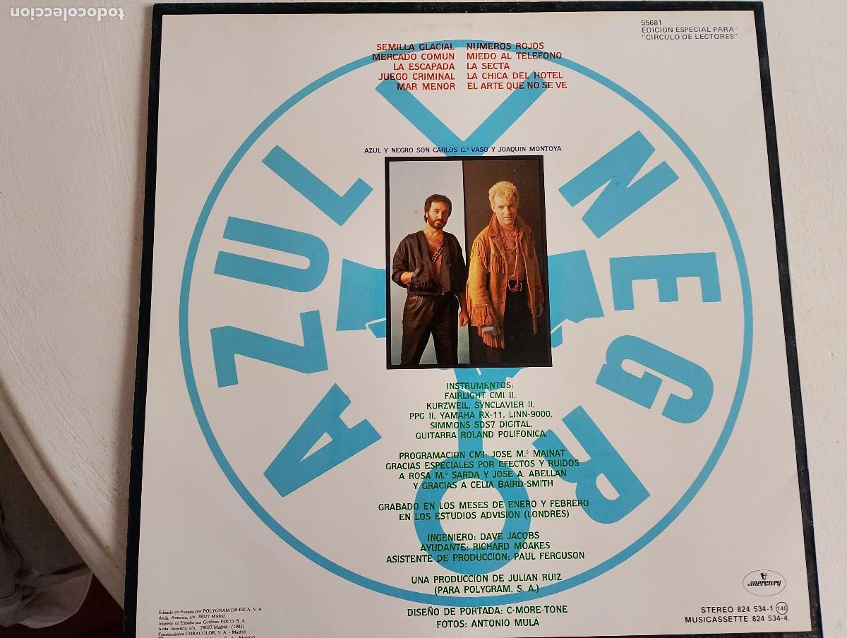 Discos de vinilo: Azul Y Negro &lrm;&ndash; Mercado Com&uacute;n, 1985 Electronic Synth-pop - Foto 3
