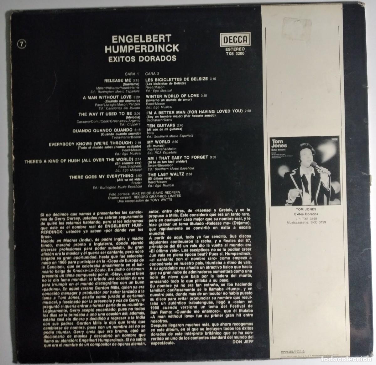 Discos de vinilo: Vinilo: Exitos Dorados - Engelbert Humperdinck - Foto 2
