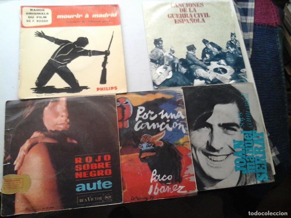 Discos de vinilo: 5 SINGLES. GUERRA CIVIL ESPA&Ntilde;OLA. CANTAUTORES. LUIS EDUARDO AUTE. JOAN MANUEL SERRAT. PACO IB&Aacute;&Ntilde;EZ