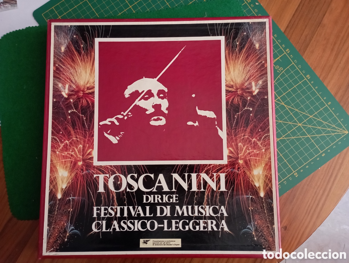 Discos de vinilo: caja con 9 vinilos Lps &rdquo;Toscanini dirige el Festival de m&uacute;sica Classico-Leggera&rdquo; con folleto en it