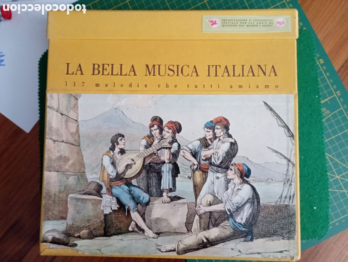 Discos de vinilo: caja con 10 vinilos Lps &rdquo;La bella musica italiana&rdquo; 117 melodias que todos amamos