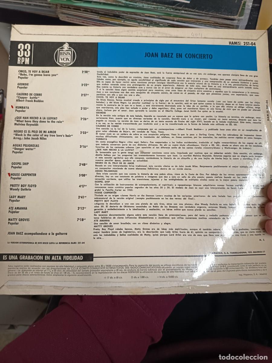 Discos de vinilo: DISCO LP JOAN BAEZ EN CONCIERTO - Foto 2