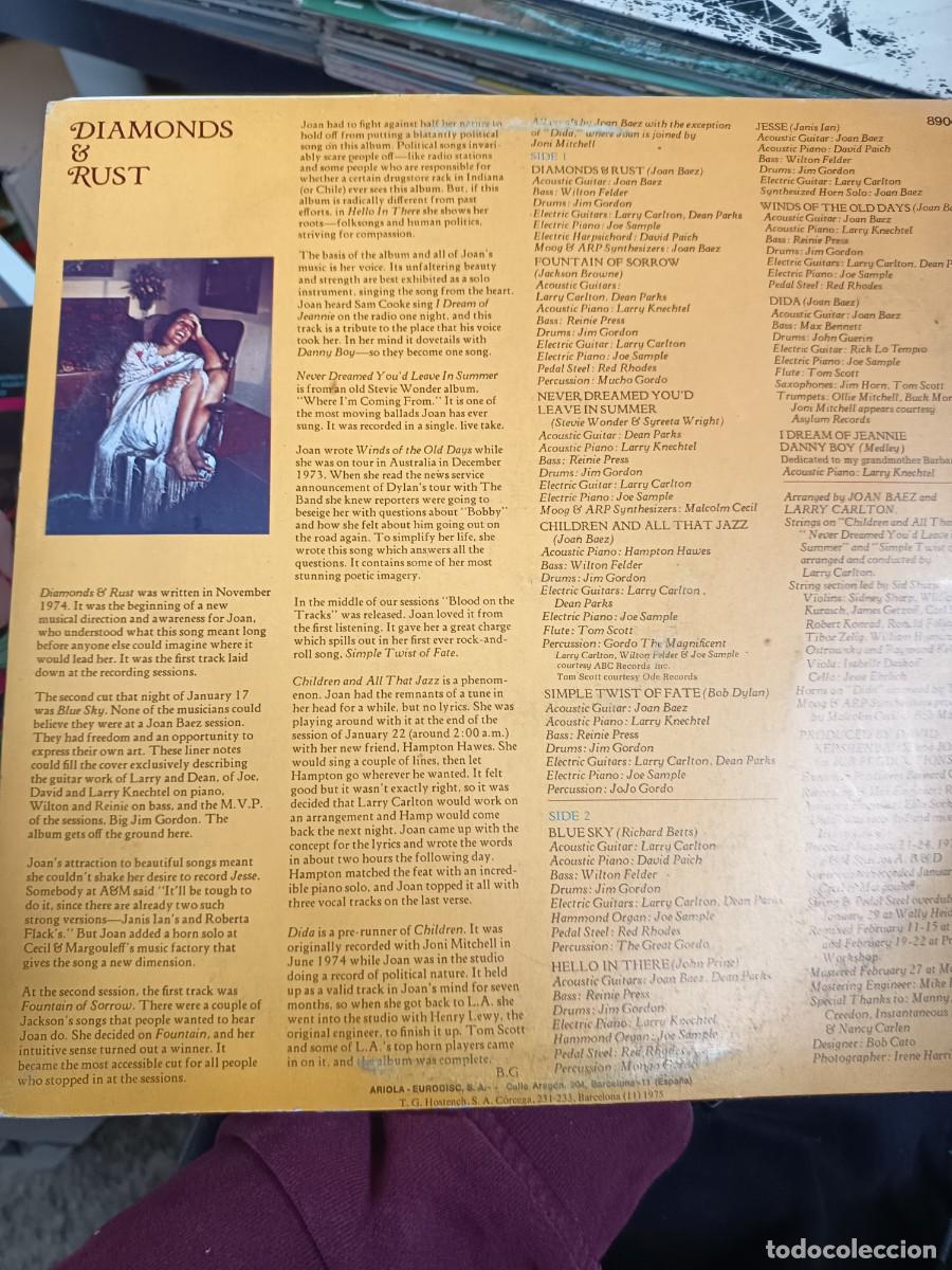 Discos de vinilo: DISCO LP JOAN BAEZ ,( DIAMONDS & RUST) - Foto 2
