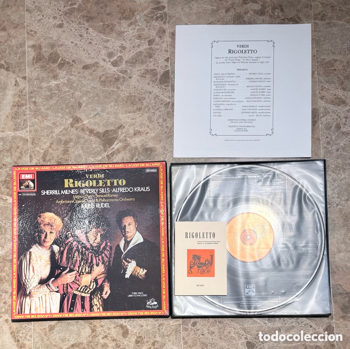 Discos de vinilo: Verdi Rigoletto EMI 3 LP Box Set - Foto 2