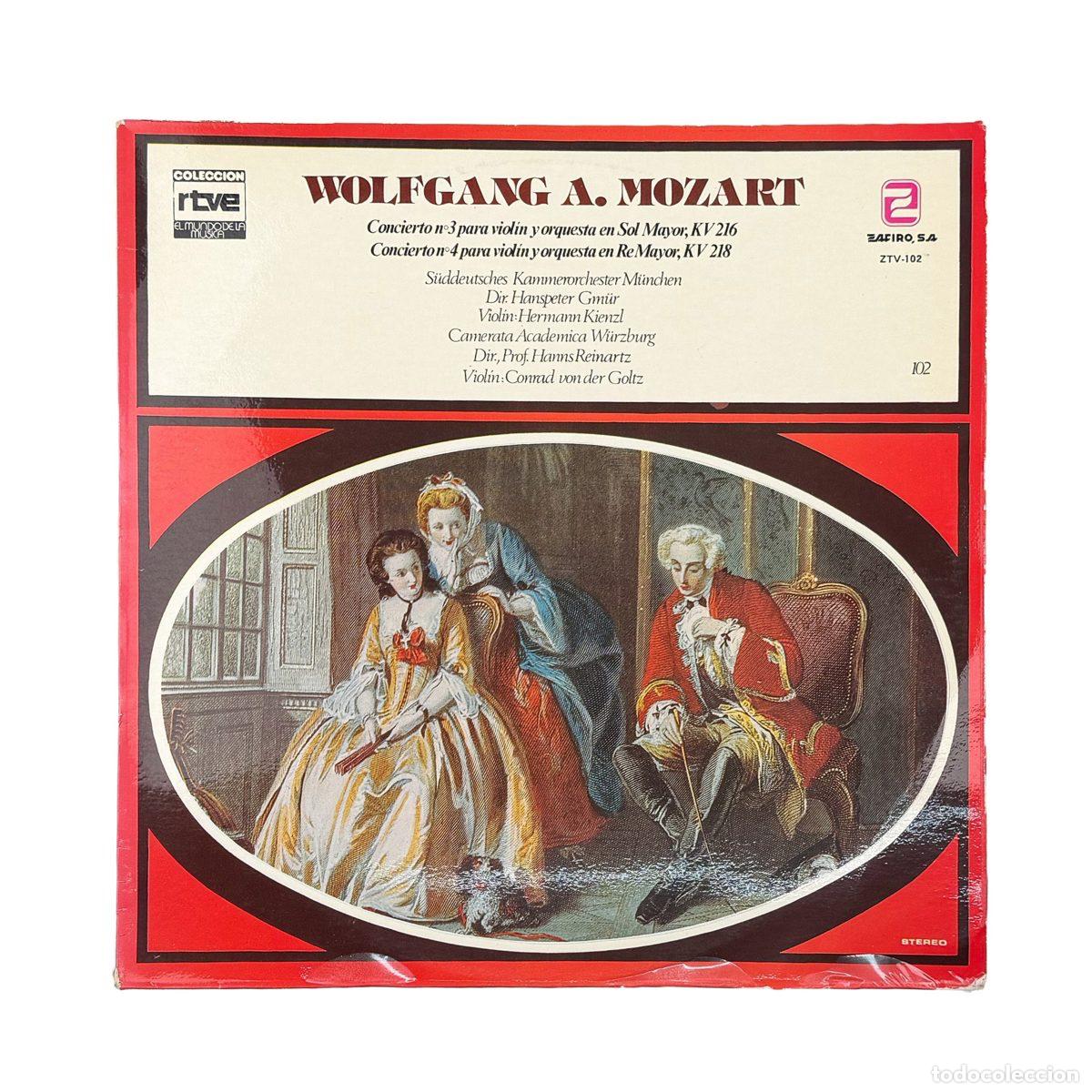 Disques de vinyle: LP. Wolfgang Amadeus Mozart. Concierto N&ordm; 3 Para Viol&iacute;n Y Orquesta En Sol Mayor,KV 216... (VG+/VG+)