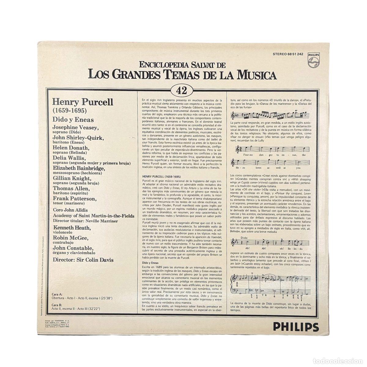 Discos de vinilo: LP. Henry Purcell. Dido y Eneas (VG+/VG+) - Foto 2